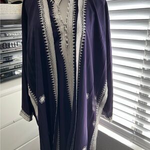 Elegant Purple Moroccan Embroidered Women's kaftan abaya with a dress